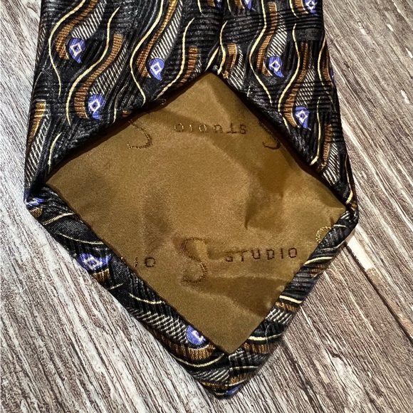 Robert Talbott Studio Men’s Necktie Elegant Black Blue‎ Gold Tie Vintage Formal - Picture 5 of 7